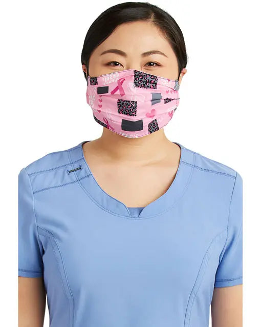 Cherokee CK508 Reversible Pleated Face Covering in Wild For A Cure/Bloom-Tanical