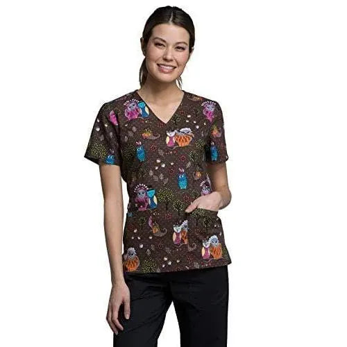 Cherokee Scrub Tops 3XL Cherokee CK614 Harvest Hoot Scrub Top