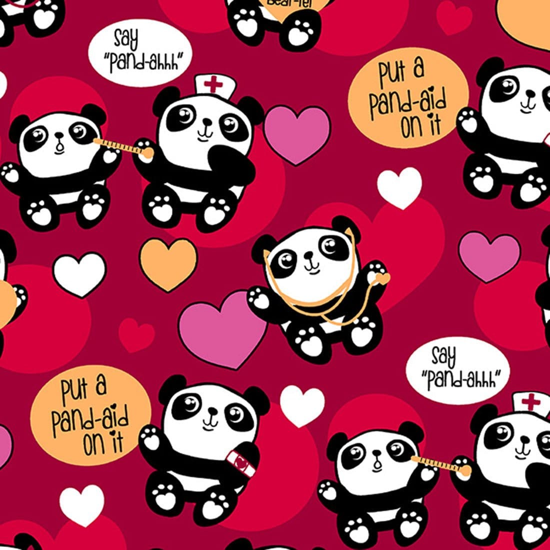 Cherokee Cherokee CK616 Panda Lovin Scrubs Top Valentines Day Modern