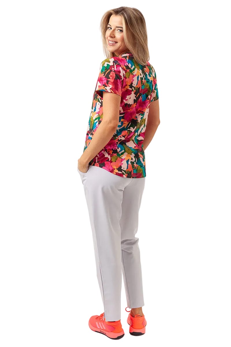 Cherokee CK637 V-Neck Scrubs Top Women Top Abstract Petals