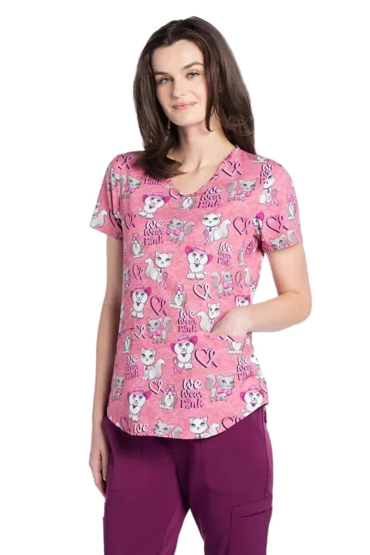 Cherokee CK637 V-Neck Scrubs Top Women Top We Wear Pink