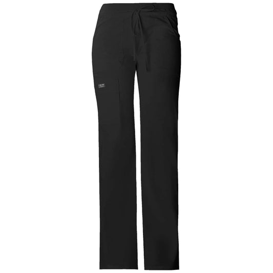 Cherokee Scrubs Pants 2XL / Short Leg Cherokee Workwear Core Stretch 24001 Scrubs Pants Womens Low Rise Drawstring Cargo Black