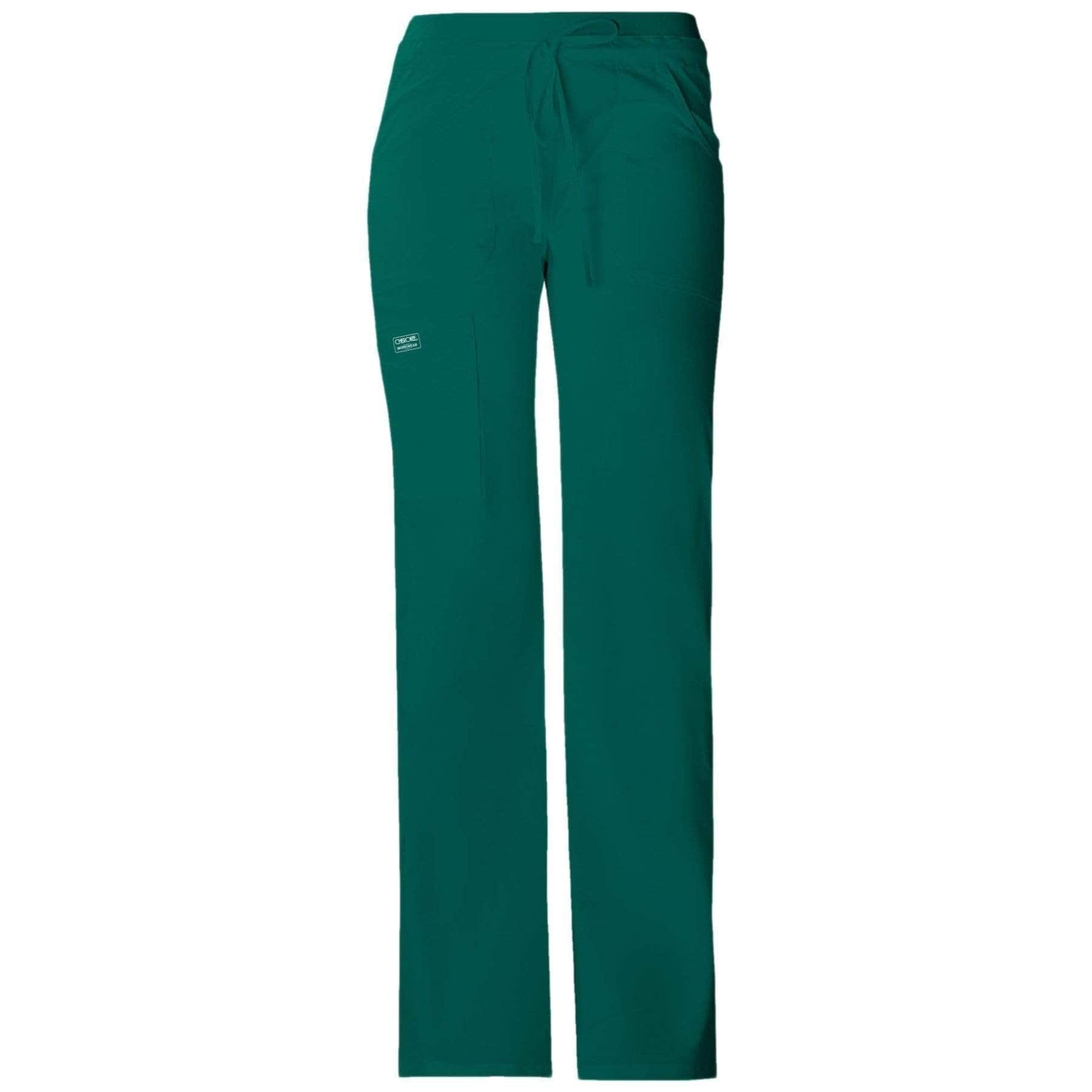 Cherokee Scrubs Pants XXS / Regular Length Cherokee Core Stretch 24001 Scrubs Pants Womens Low Rise Drawstring Cargo Hunter Green