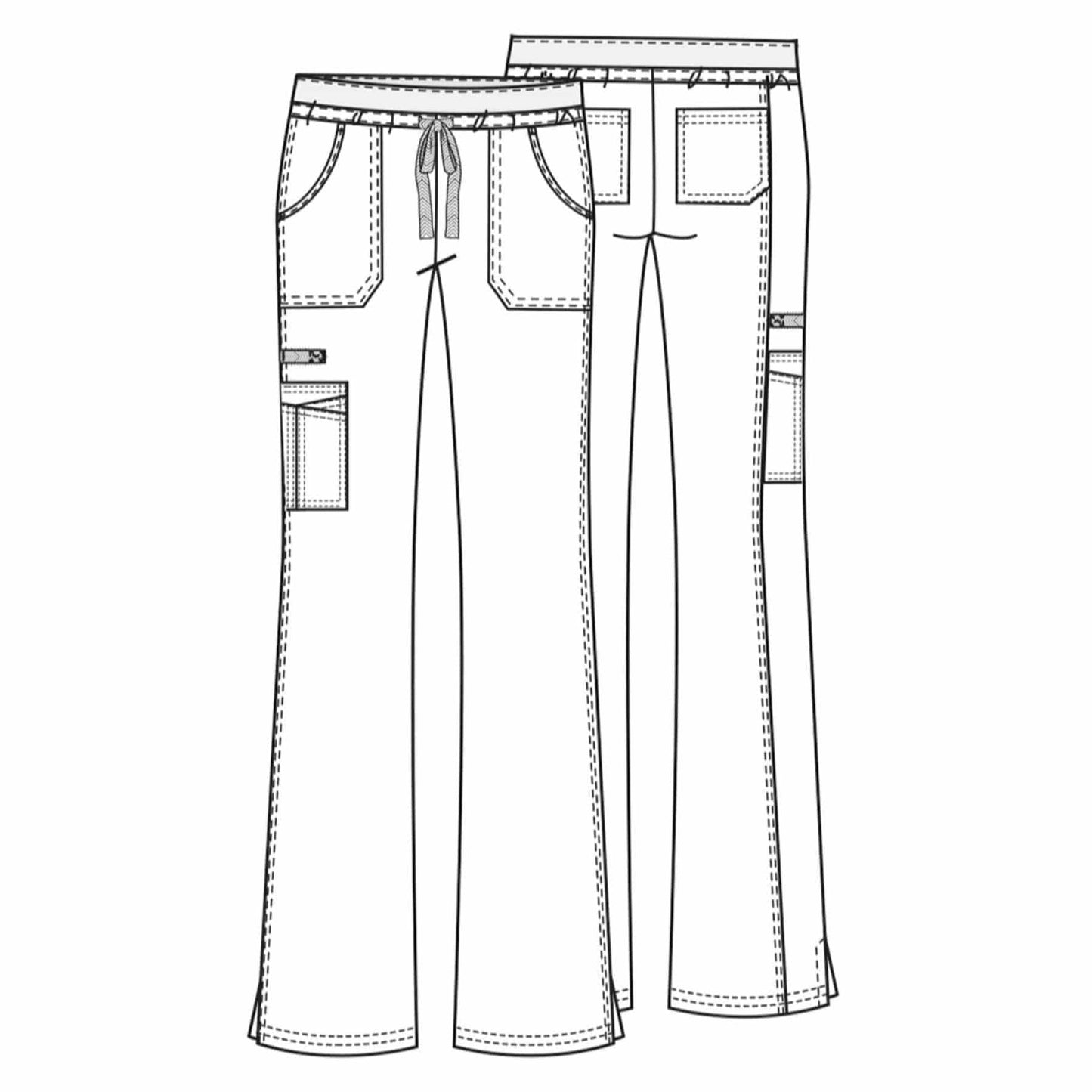 Cherokee Scrubs Pants XXS / Regular Length Cherokee Core Stretch 24001 Scrubs Pants Womens Low Rise Drawstring Cargo Hunter Green