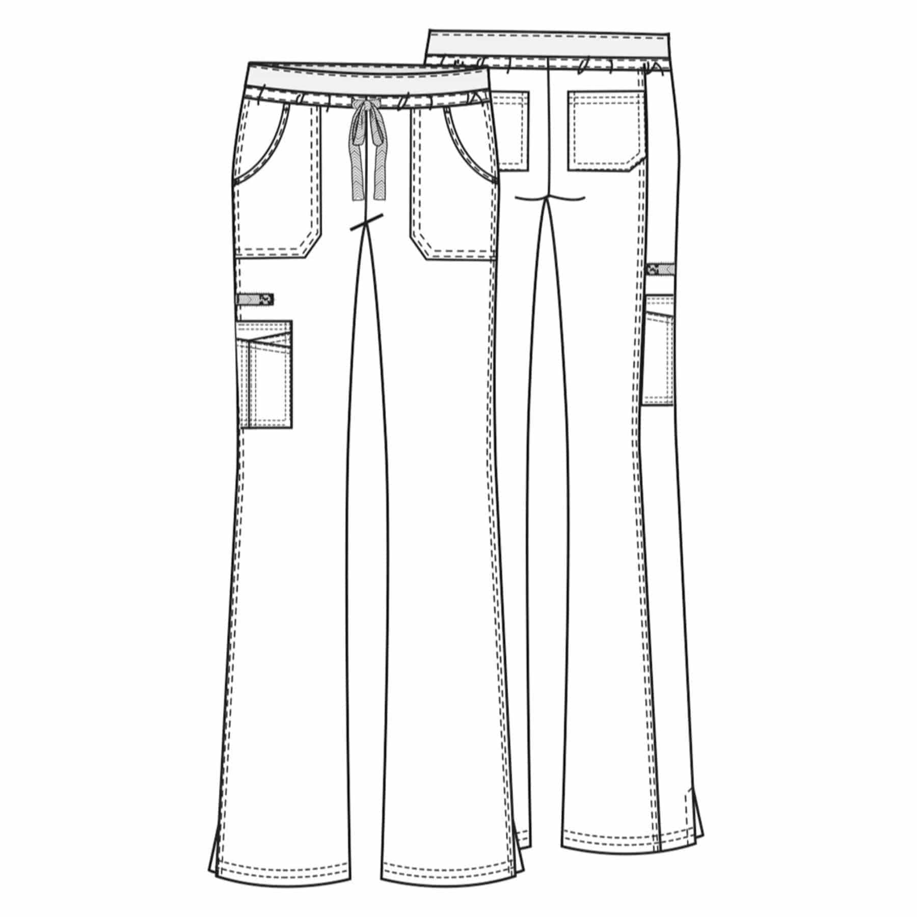 Cherokee Scrubs Pants XXS / Regular Length Cherokee Core Stretch 24001 Scrubs Pants Womens Low Rise Drawstring Cargo Hunter Green