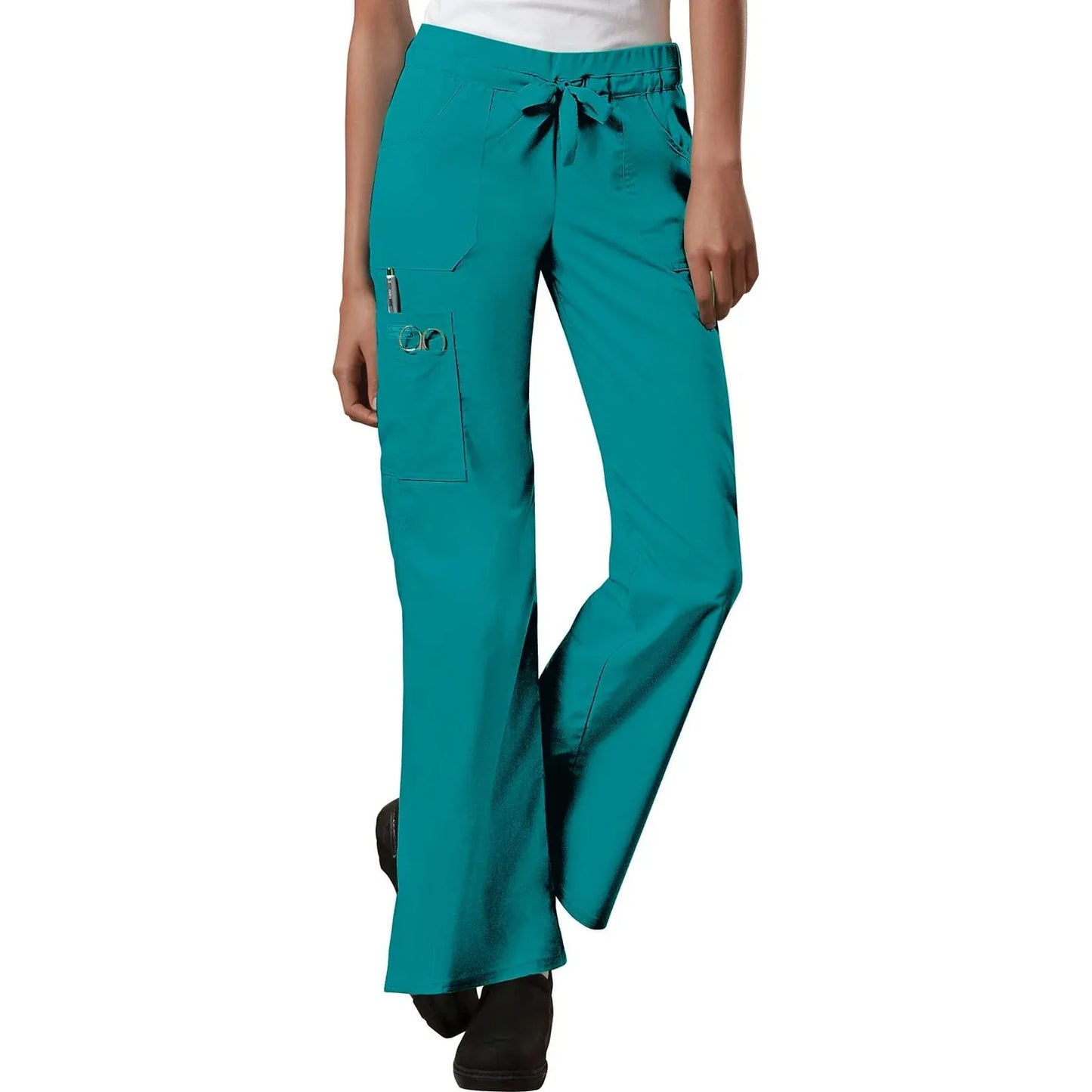 Cherokee Scrubs Pants S / Short Leg Cherokee Workwear Core Stretch 24001 Scrubs Pants Womens Low Rise Drawstring Cargo Teal Blue
