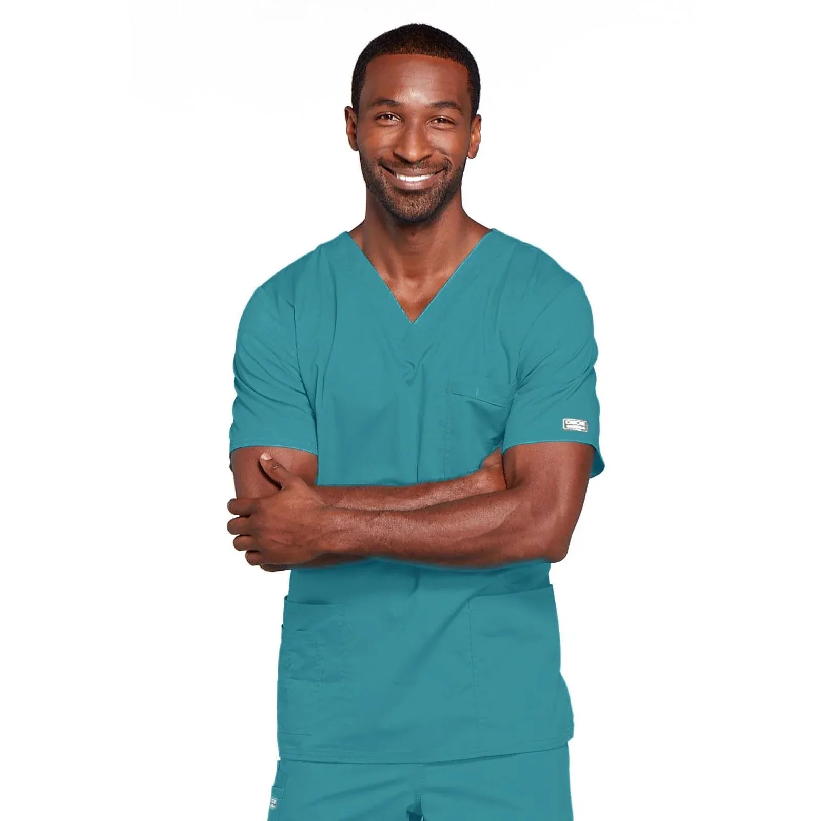 Cherokee Scrubs Top 2XL Cherokee Core Stretch 4725 Scrubs Top Unisex V-Neck Teal Blue