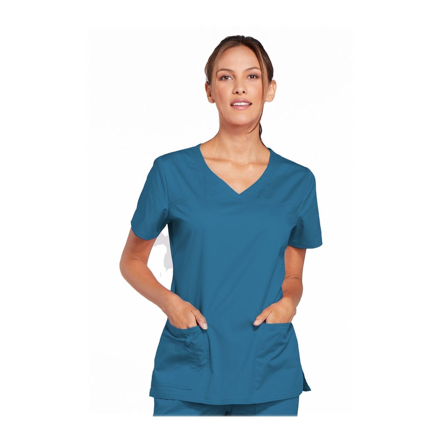 Cherokee Scrubs Top XL Cherokee Core Stretch 4727 Scrubs Top Women's V-Neck Caribbean Blue