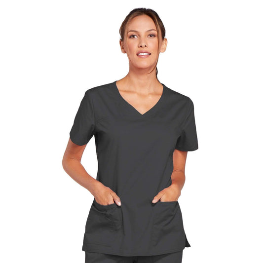 Cherokee Core Stretch 4727 Scrubs Top Women's V-Neck Pewter