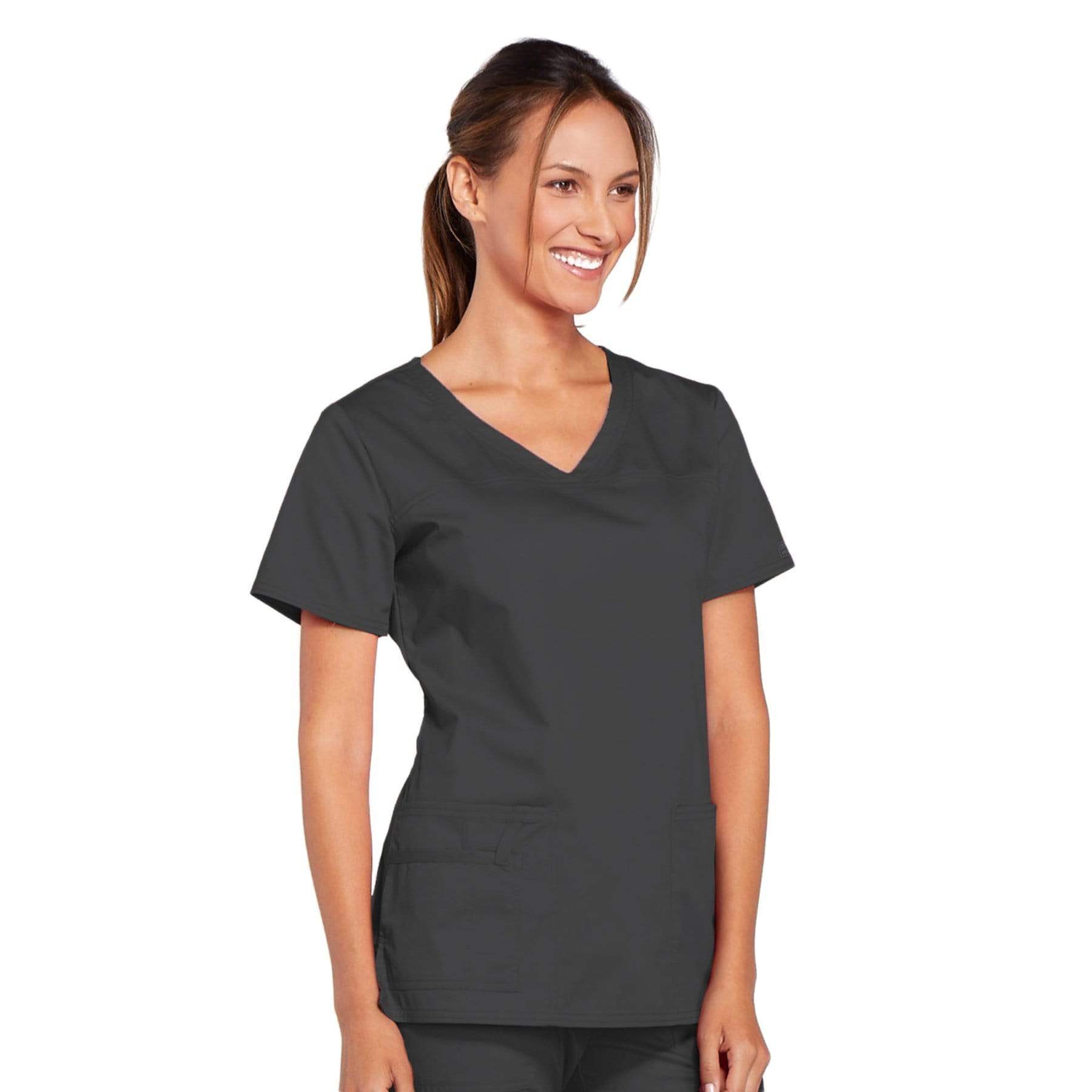 Cherokee Scrubs Top XXS Cherokee Core Stretch 4727 Scrubs Top Women's V-Neck Pewter