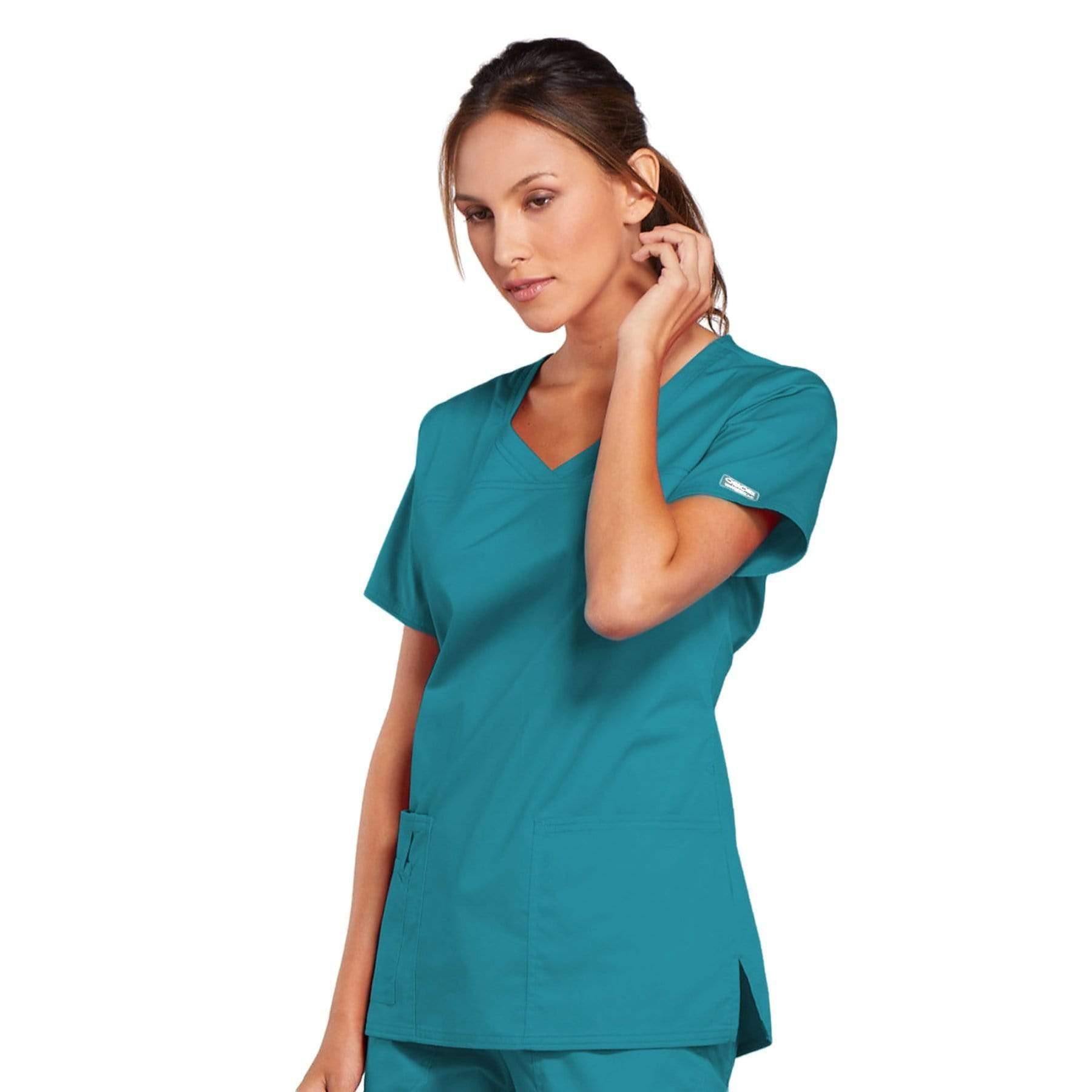 Cherokee Scrubs Top Cherokee Core Stretch 4727 Scrubs Top Women's V-Neck Teal Blue