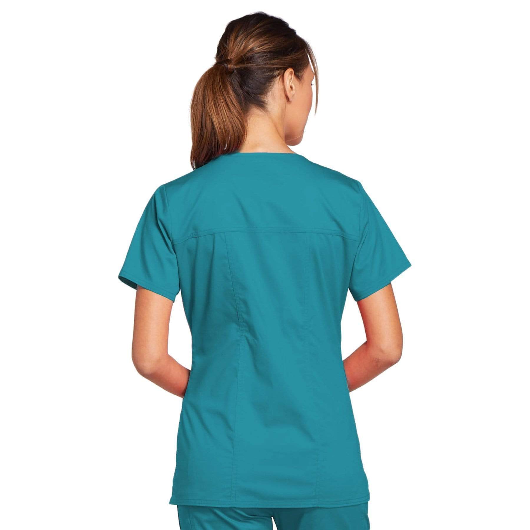 Cherokee Scrubs Top Cherokee Core Stretch 4727 Scrubs Top Women's V-Neck Teal Blue