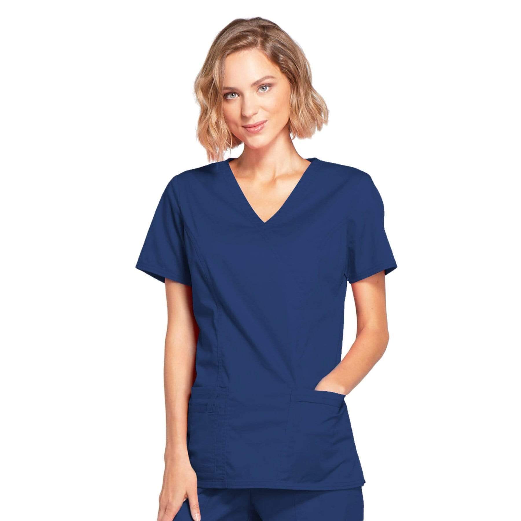 Cherokee Scrubs Top Cherokee Core Stretch 4728 Scrubs Top Women's Mock Wrap Navy