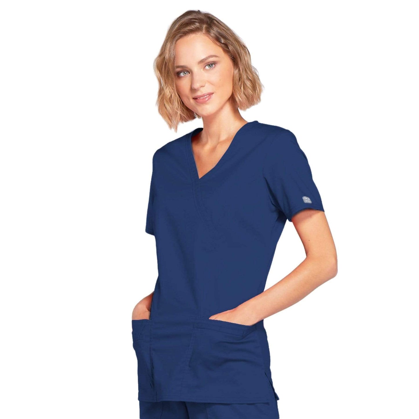 Cherokee Scrubs Top 2XL Cherokee Core Stretch 4728 Scrubs Top Women's Mock Wrap Navy
