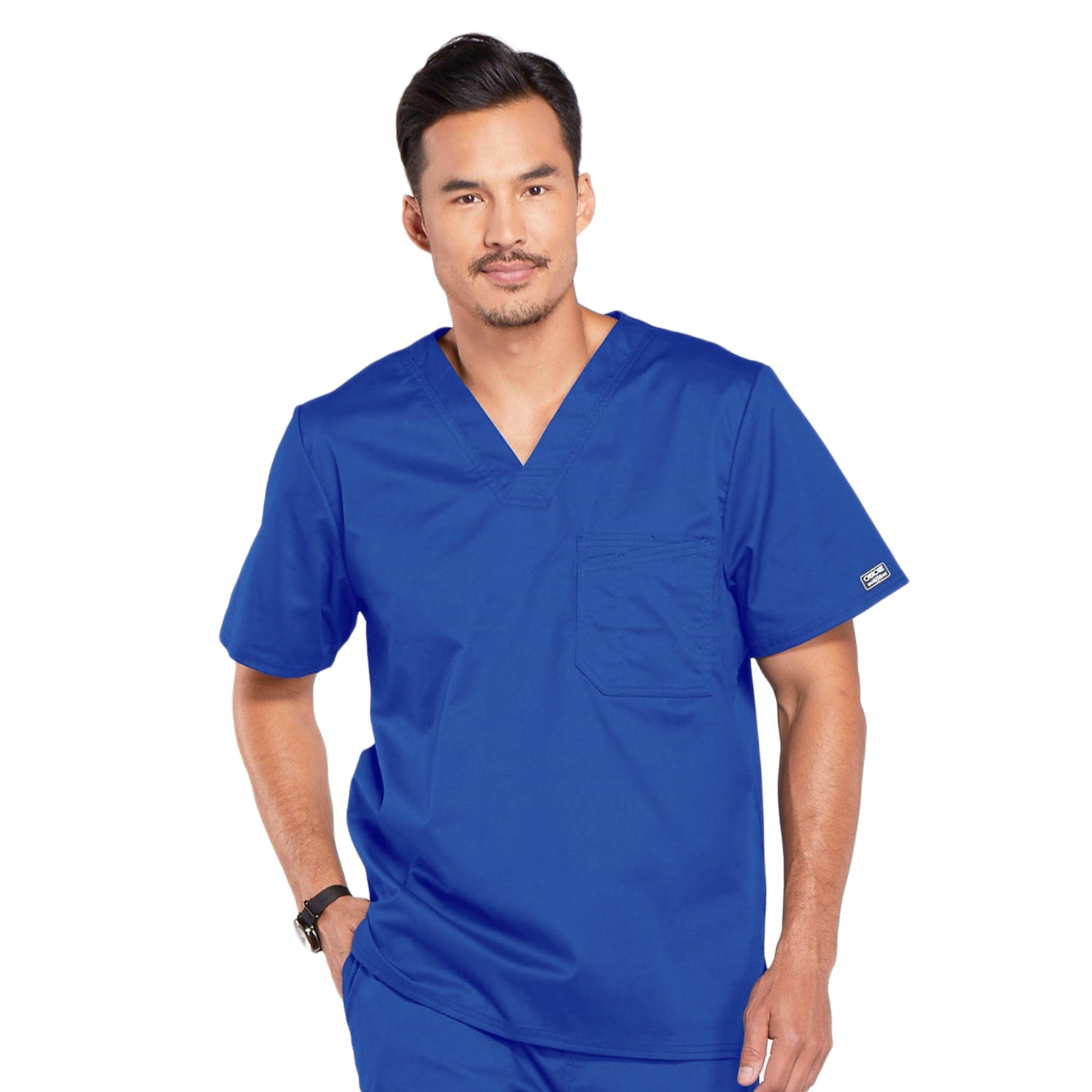 Cherokee Scrubs Top Cherokee Core Stretch 4743 Scrubs Top Mens V-Neck Royal