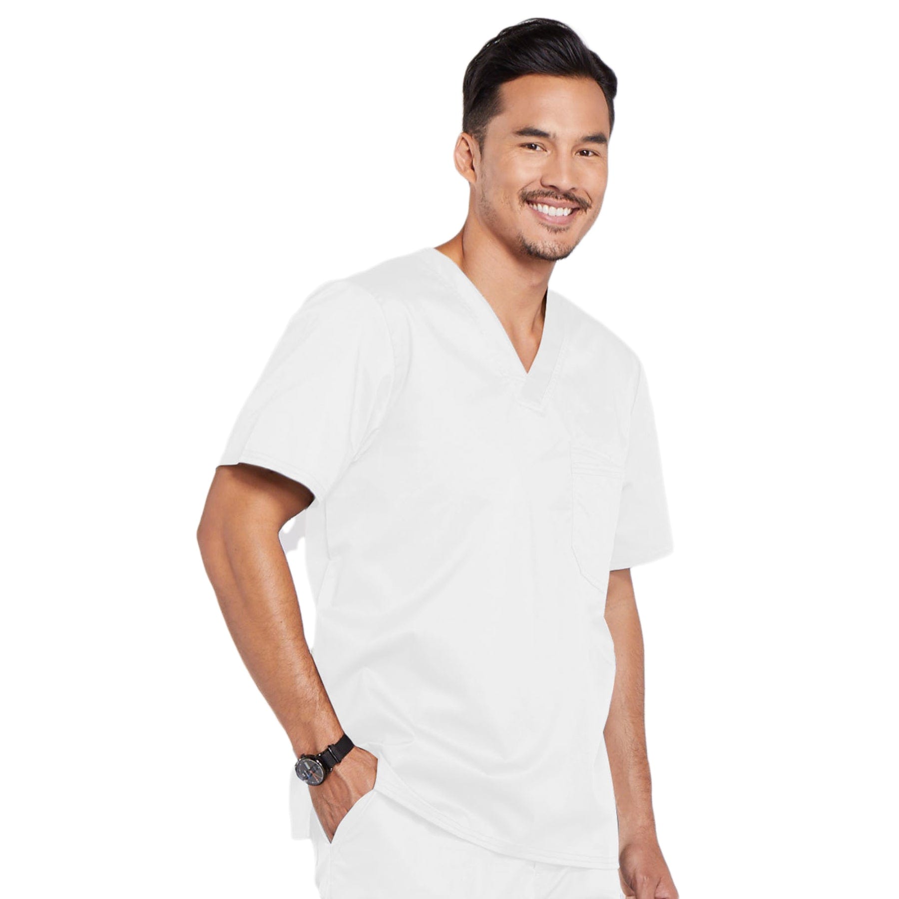 Cherokee Scrubs Top L Cherokee Core Stretch 4743 Scrubs Top Mens V-Neck White