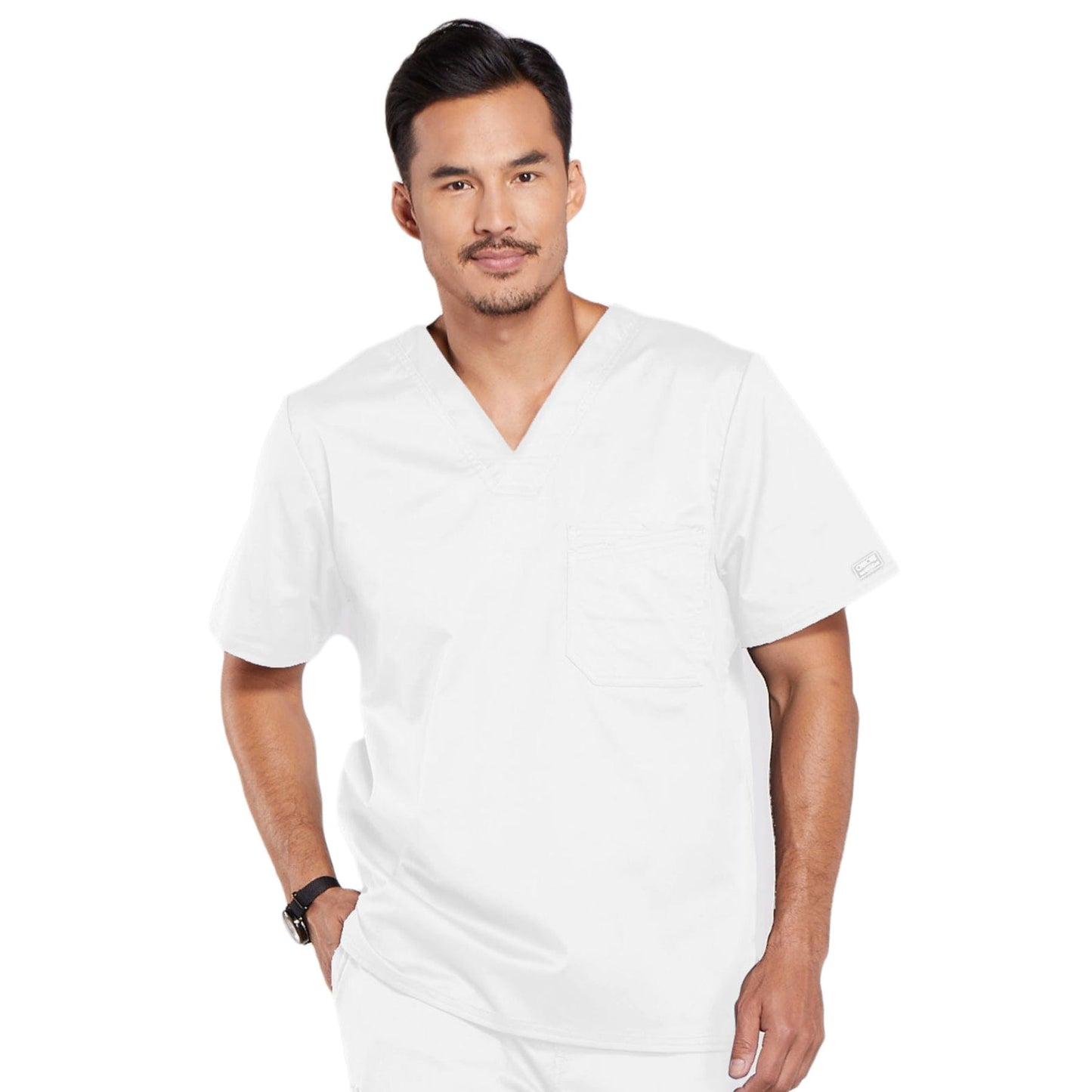 Cherokee Scrubs Top Cherokee Core Stretch 4743 Scrubs Top Mens V-Neck White