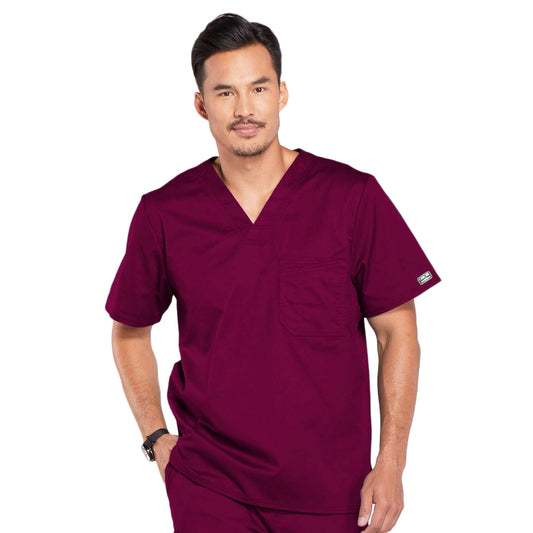 Cherokee Scrubs Top Cherokee Core Stretch 4743 Scrubs Top Mens V-Neck Wine