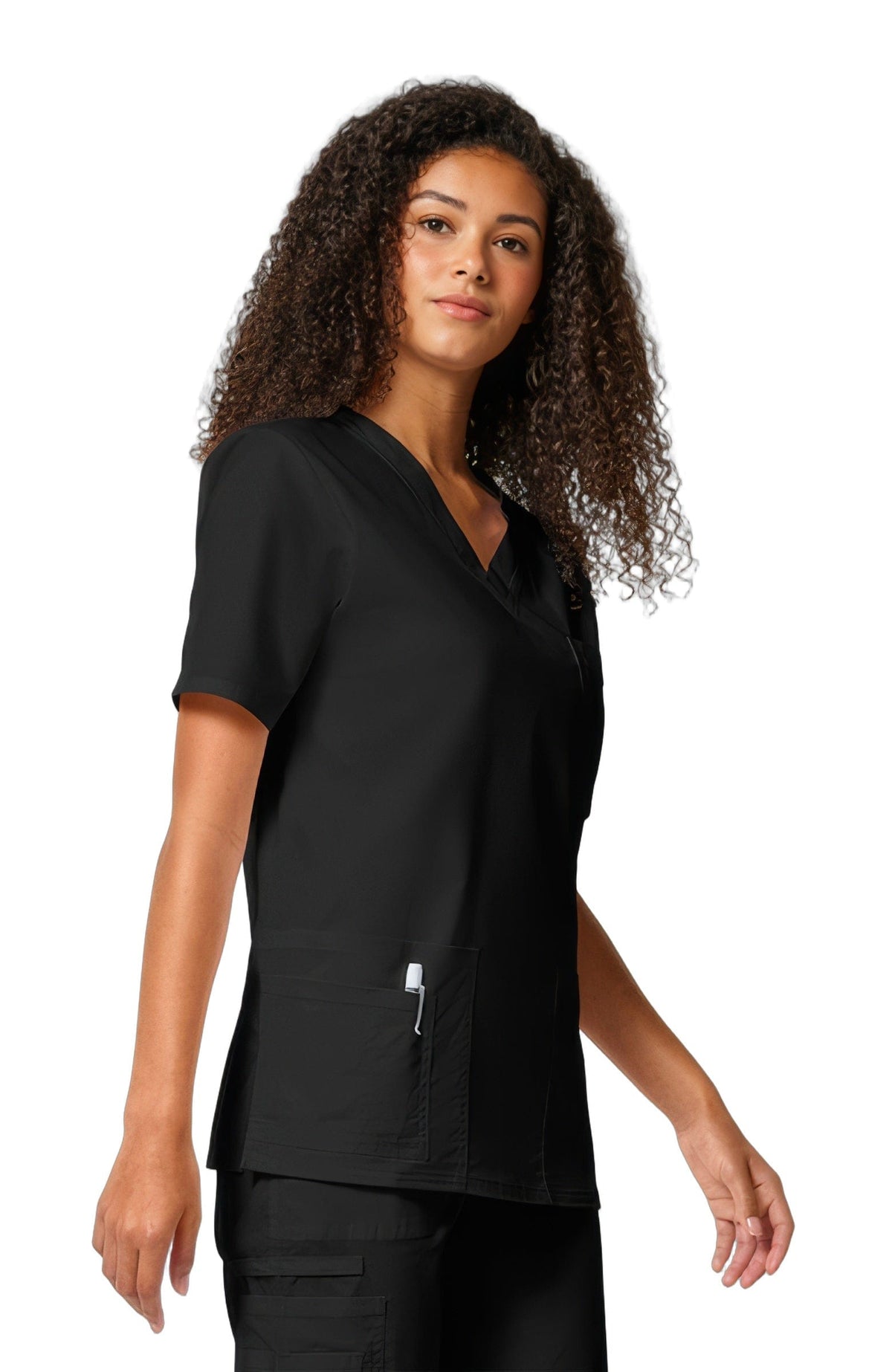 Cherokee Core Stretch Scrubs Top Unisex V-Neck Black