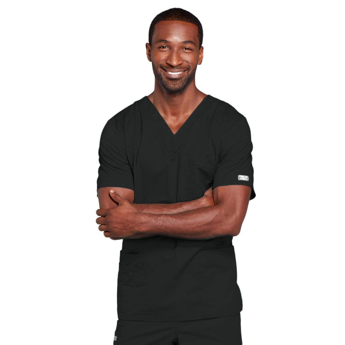 Cherokee Core Stretch Scrubs Top Unisex V-Neck Black