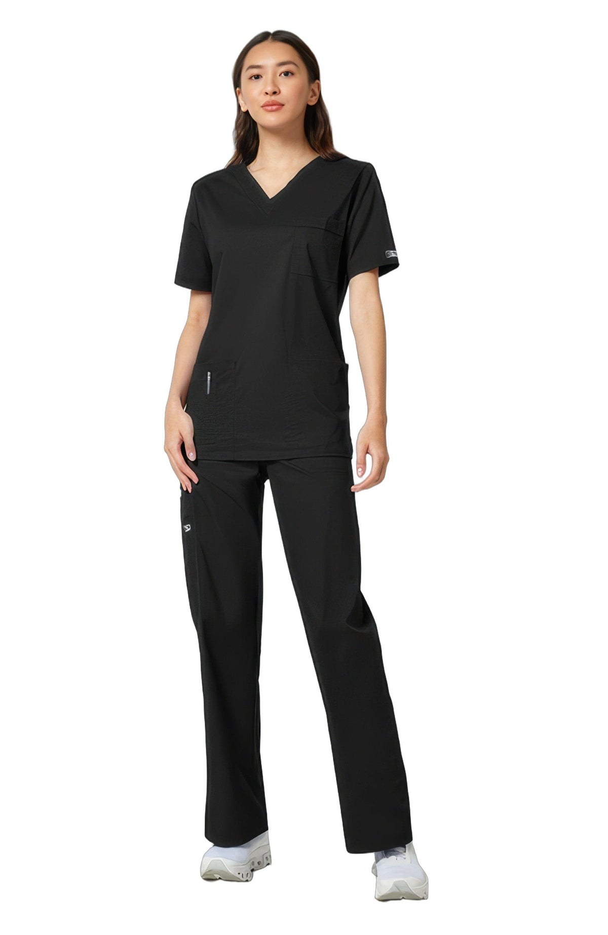 Cherokee Core Stretch Scrubs Top Unisex V-Neck Black