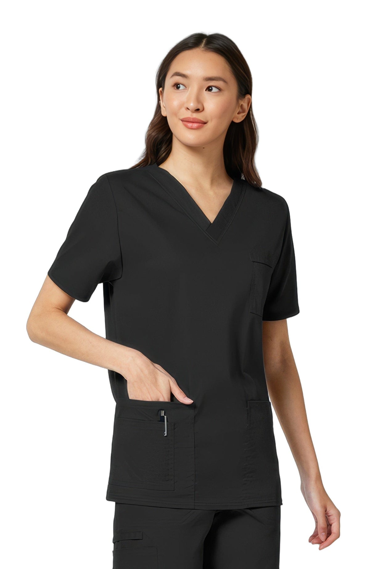 Cherokee Core Stretch Scrubs Top Unisex V-Neck Black