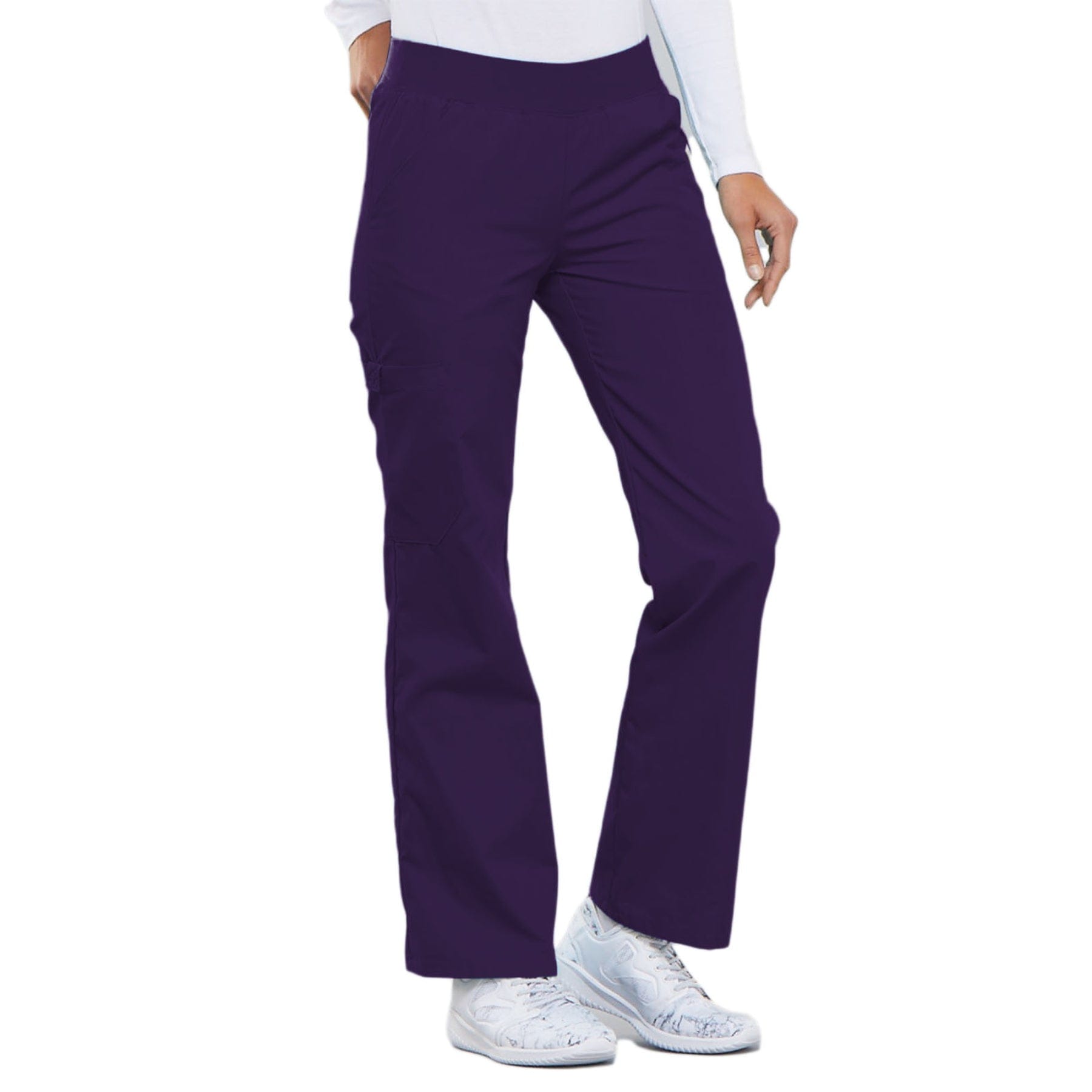 Cherokee Scrubs Pants M / Regular Length Cherokee Flexibles 2085 Scrubs Pants Womens Mid Rise Knit Waist Pull-On Eggplant