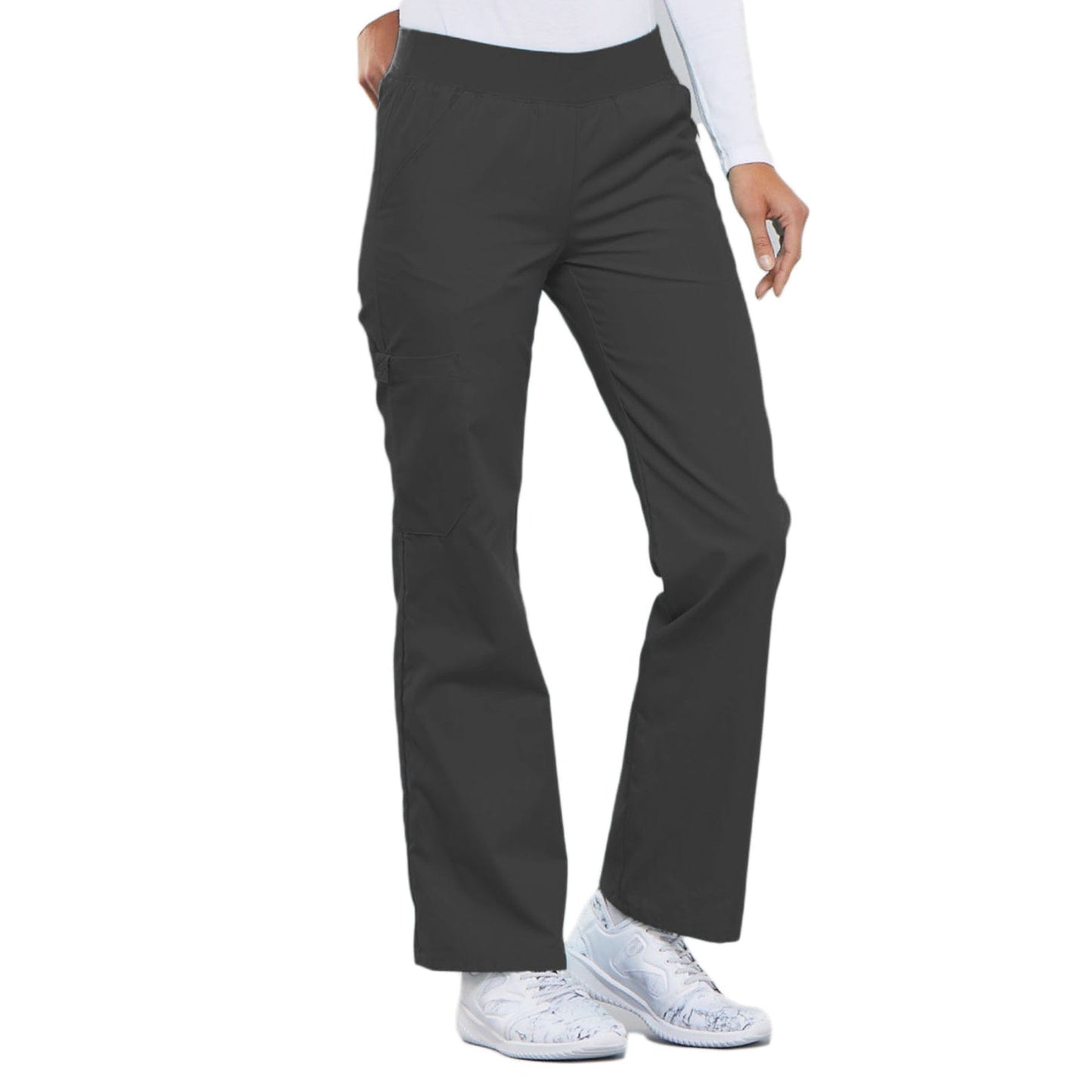 Cherokee Scrubs Pants Cherokee Flexibles 2085 Scrubs Pants Womens Mid Rise Knit Waist Pull-On Pewter