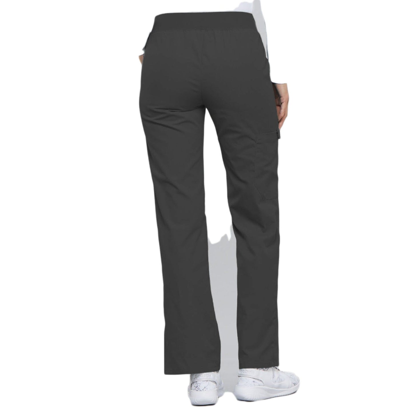 Cherokee Scrubs Pants Cherokee Flexibles 2085 Scrubs Pants Womens Mid Rise Knit Waist Pull-On Pewter
