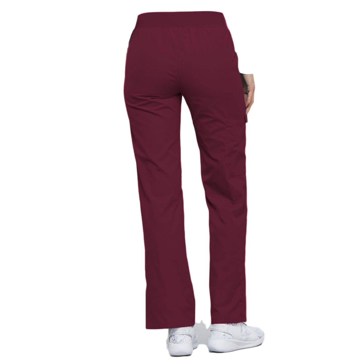 Cherokee Scrubs Pants Cherokee Flexibles 2085 Scrubs Pants Womens Mid Rise Knit Waist Pull-On Wine