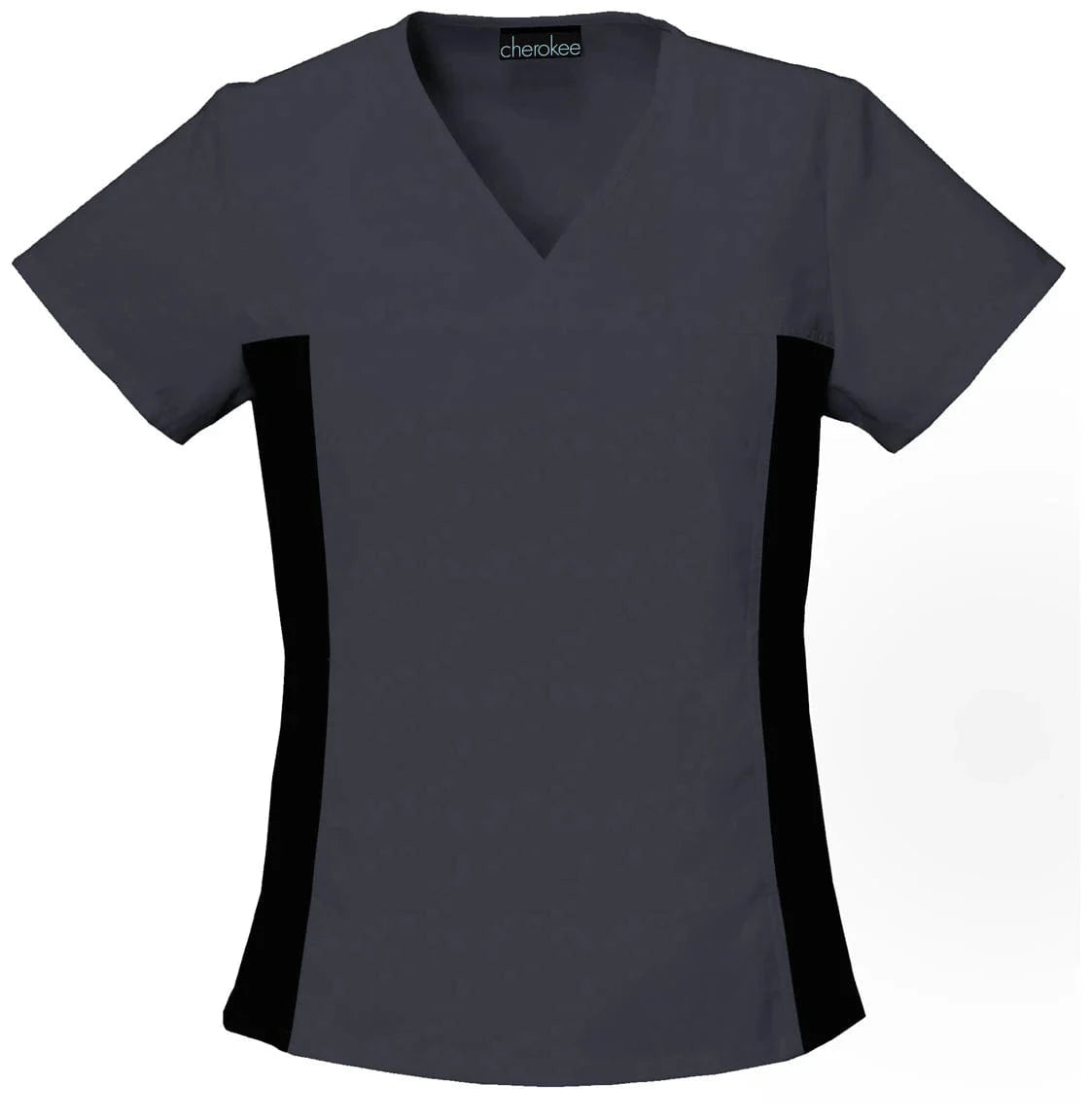 Cherokee Flexibles 2892 Scrubs Top Maternity Mock Wrap Knit Panel Pewter