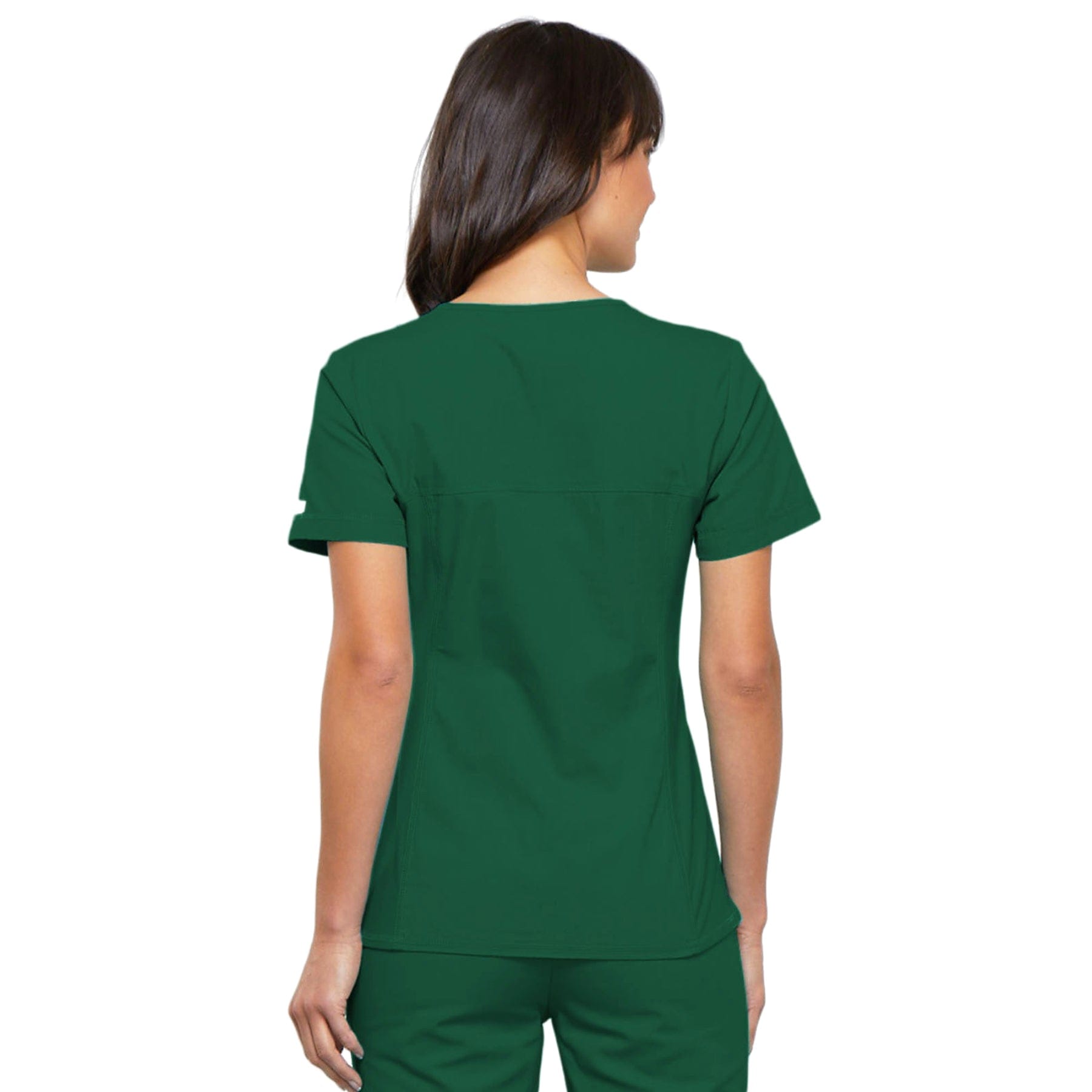 Cherokee Scrubs Top Cherokee Flexibles 2968 Scrubs Top Womens V-Neck Knit Panel Hunter Green
