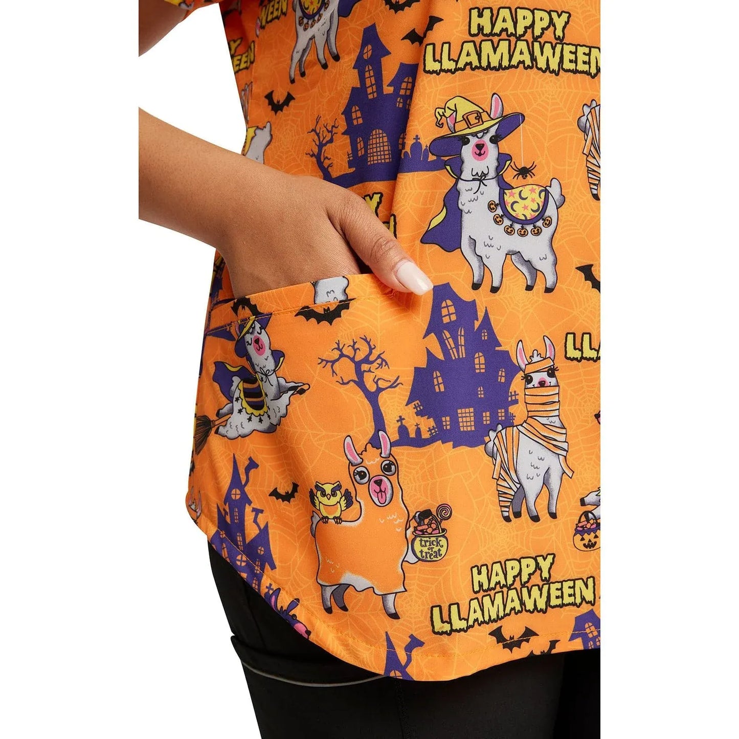 Cherokee Cherokee Halloween CK637 Top Happy Llamaween 2XL