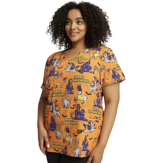Cherokee Cherokee Halloween CK637 Top Happy Llamaween 2XL