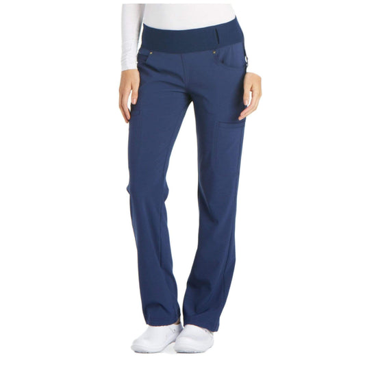 Cherokee Scrubs Pants XS / Short Leg Cherokee iflex CK002 Scrubs Pants Women's Mid Rise Straight Leg Pull-on Navy