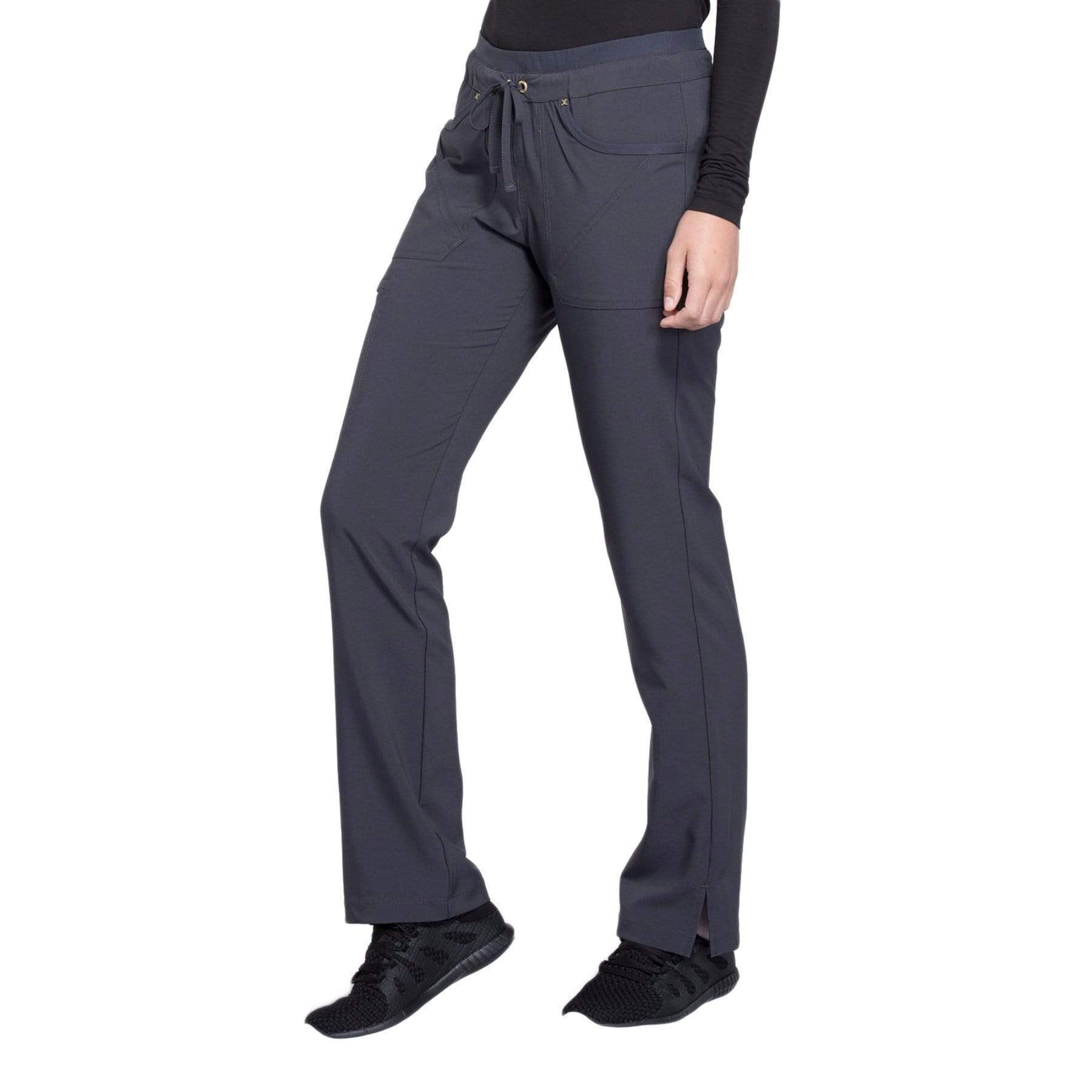 Cherokee Scrubs Pants Cherokee iflex CK010 Scrubs Pants Women's Mid Rise Tapered Leg Drawstring s Pewter