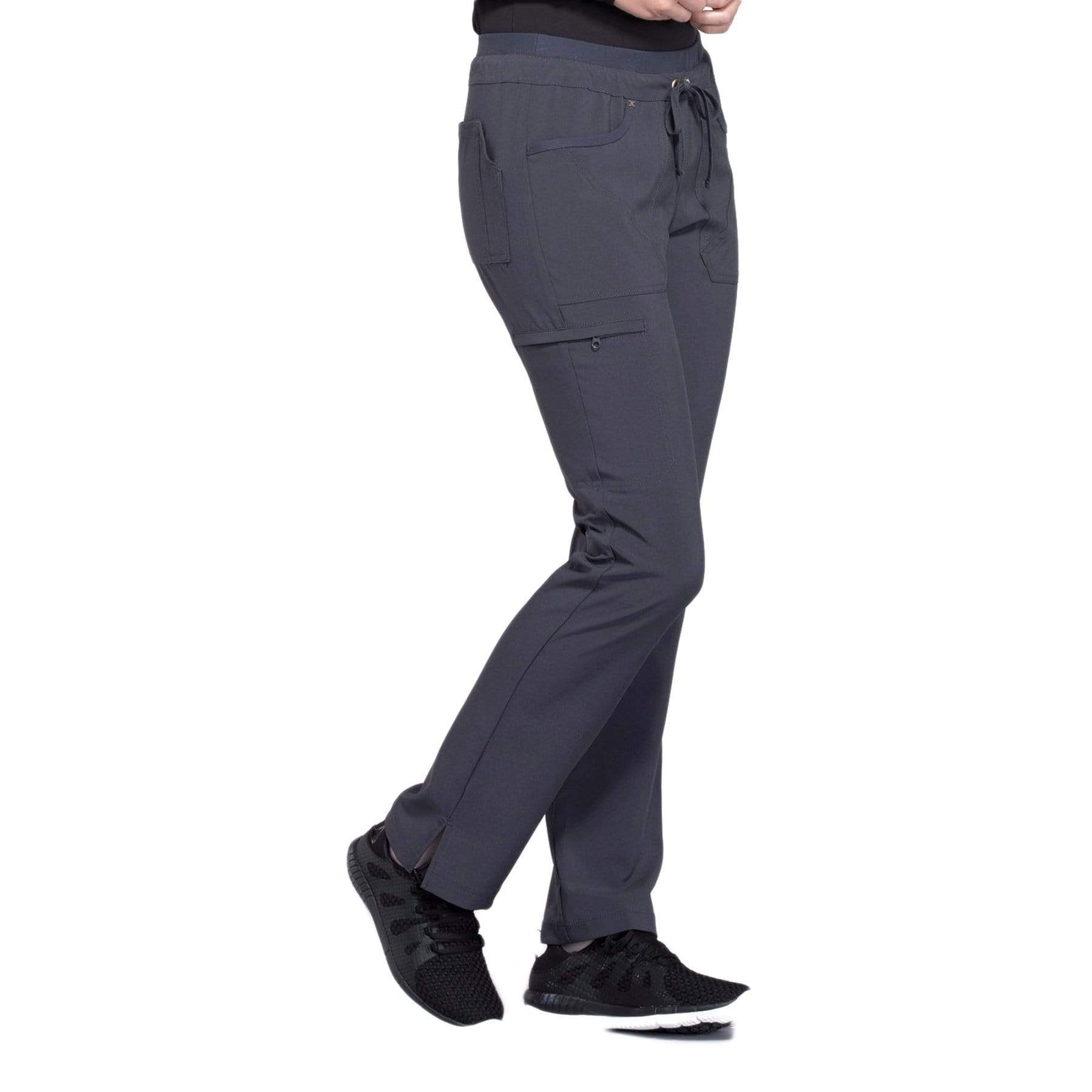 Cherokee Scrubs Pants Cherokee iflex CK010 Scrubs Pants Women's Mid Rise Tapered Leg Drawstring s Pewter