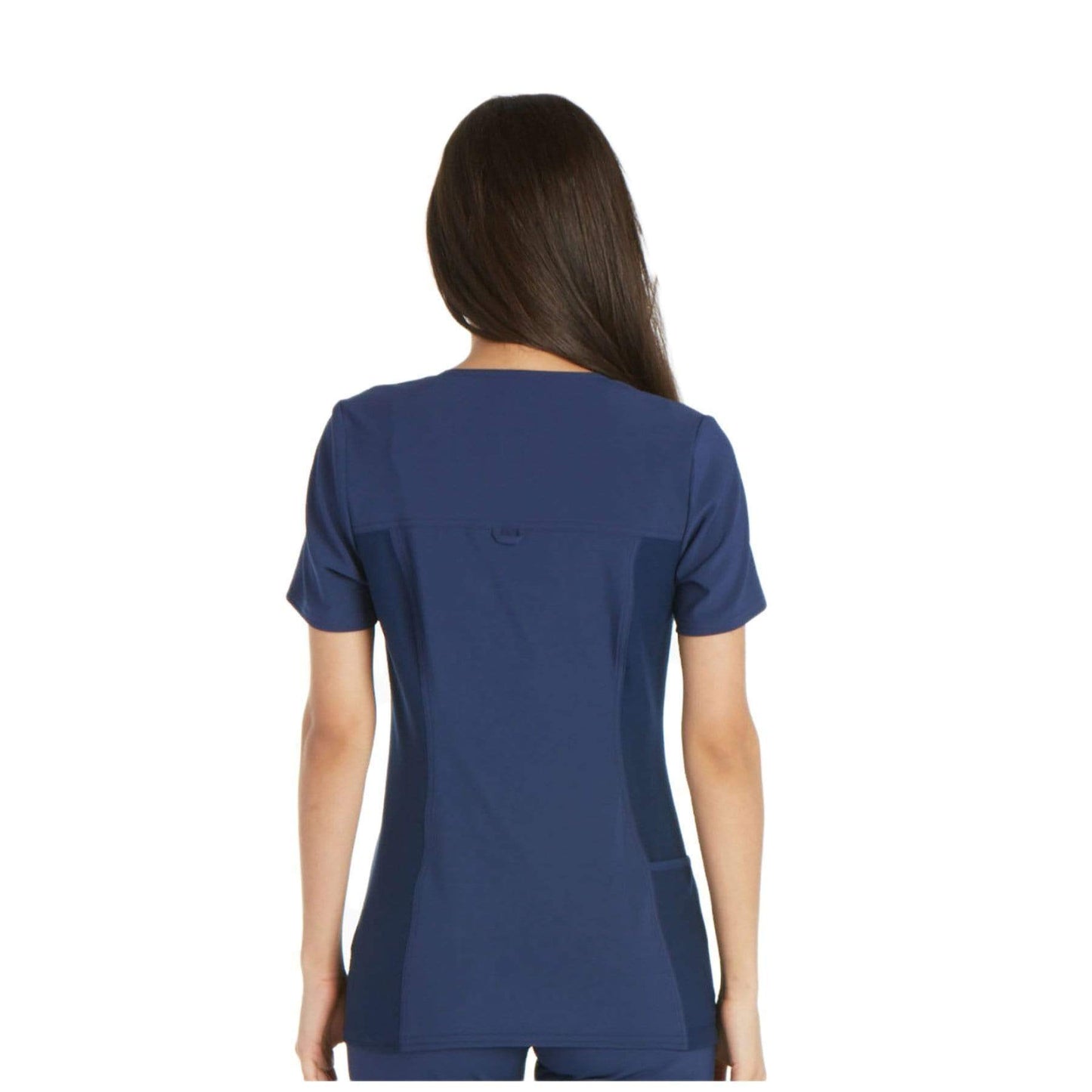 Cherokee Scrubs Top Cherokee iflex CK605 Scrubs Top Women's V-Neck Knit Panel Navy