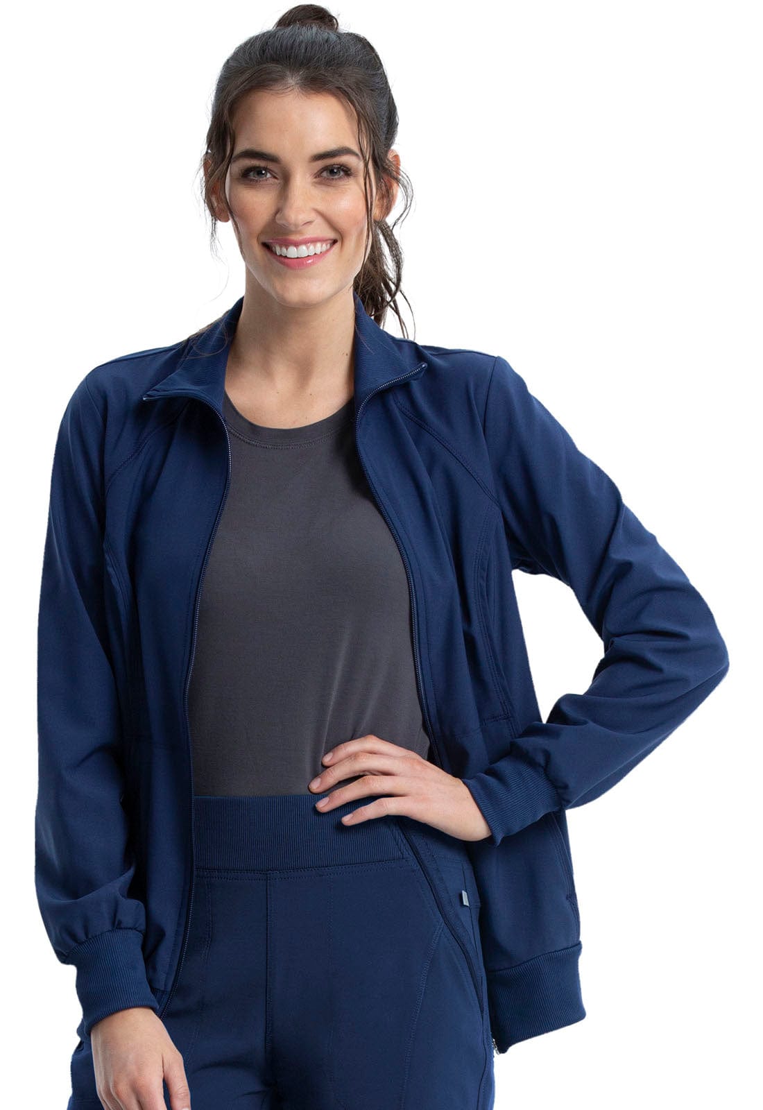 Cherokee Scrubs Jacket Cherokee Infinity 2391A Scrubs Jacket Womens Zip Front Warm-Up Navy