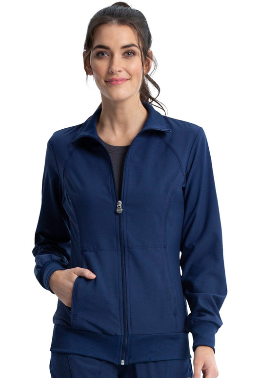 Cherokee Scrubs Jacket 2XL Cherokee Infinity 2391A Scrubs Jacket Womens Zip Front Warm-Up Navy