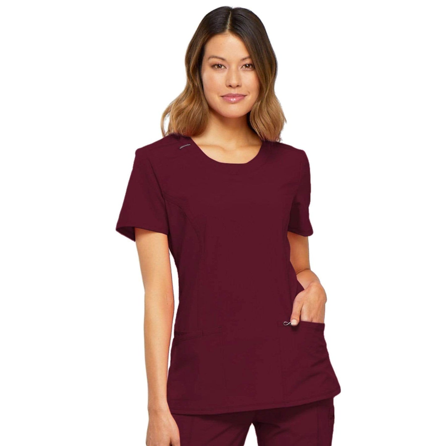 Cherokee Infinity 2624A Scrubs Top Women's Round Neck Espresso