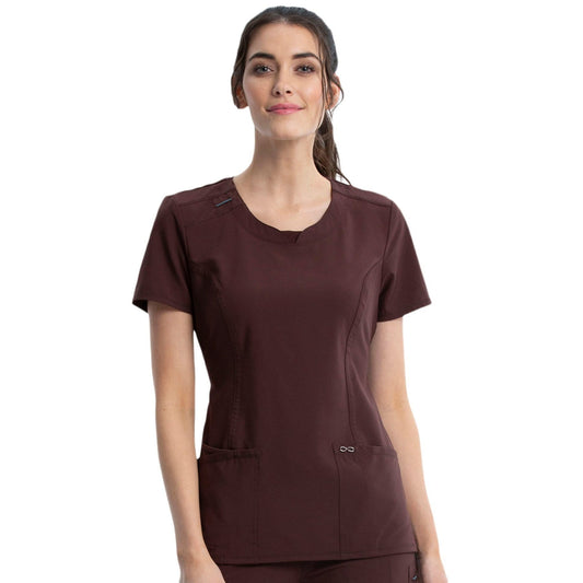 Cherokee Infinity 2624A Scrubs Top Women's Round Neck Espresso