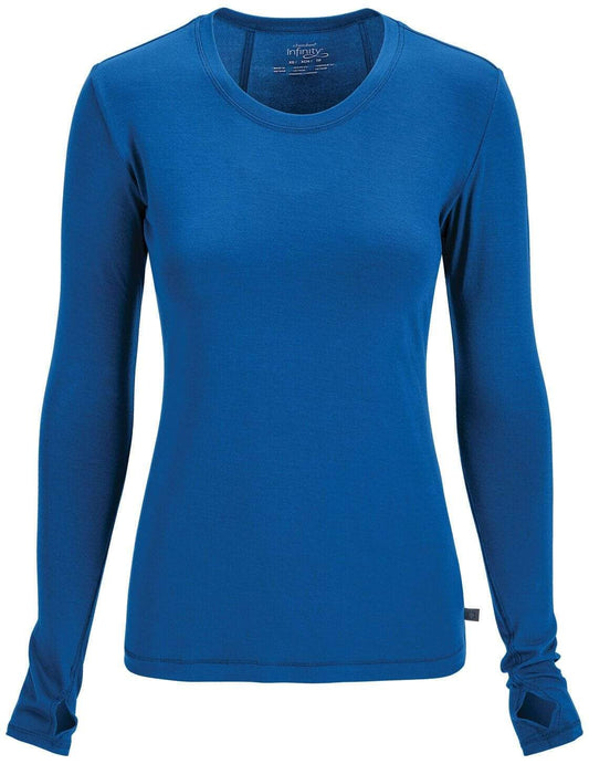 Cherokee Underscrubs Cherokee Infinity 2626A Underscrubs Women's Long Sleeve Knit Tee Royal Blue