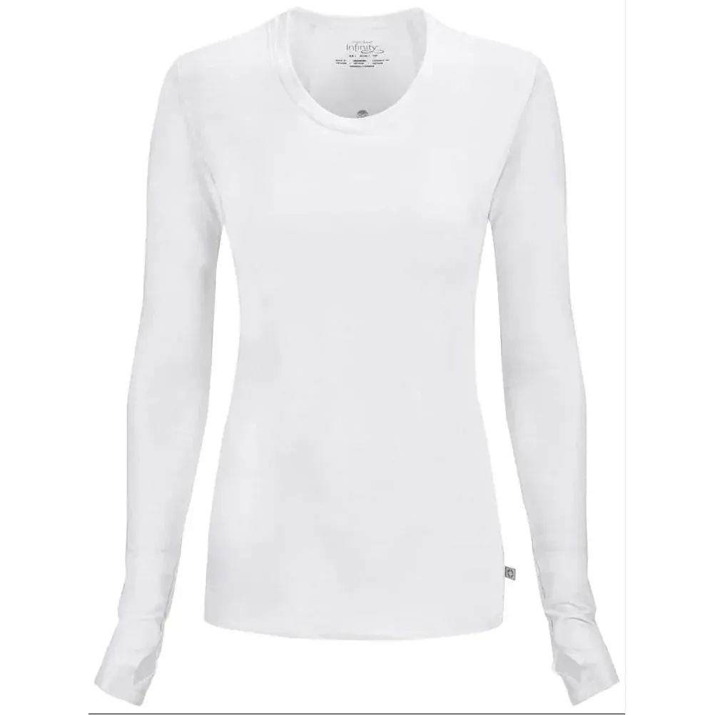 Cherokee Infinity 2626A Underscrubs Women's Long Sleeve Knit Tee White