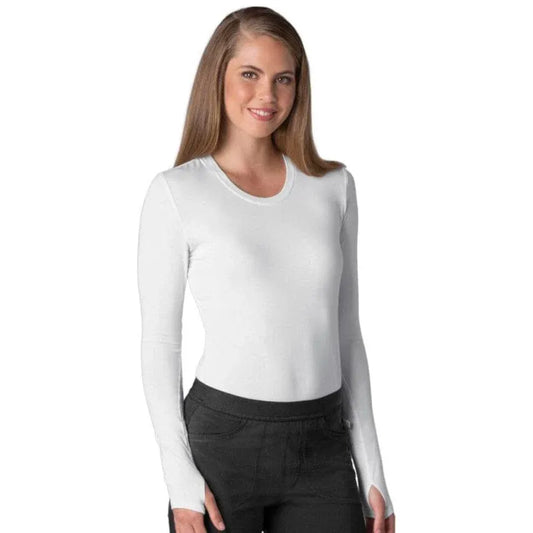 Cherokee Infinity 2626A Underscrubs Women's Long Sleeve Knit Tee White