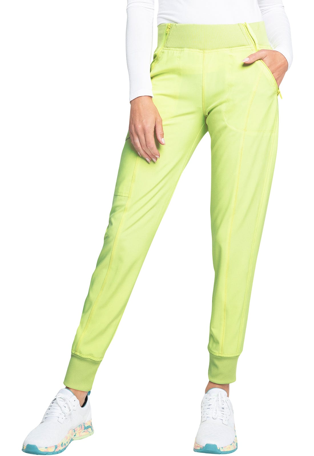 Cherokee Scrubs Pants XS Cherokee Infinity CK110A Scrubs Jogger Pant Women Lime Creme