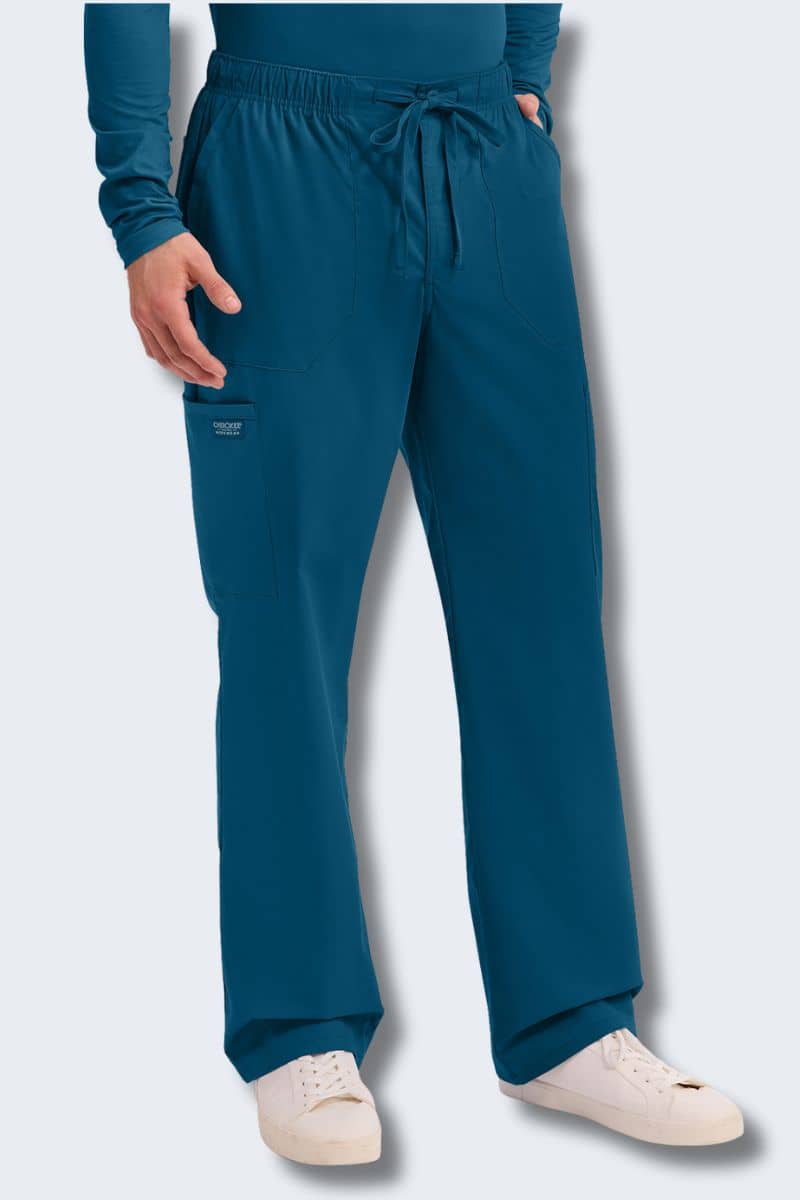 Cherokee Luxe 1022 Scrubs Pants Men's Fly Front Drawstring Ceil Blue XL 4