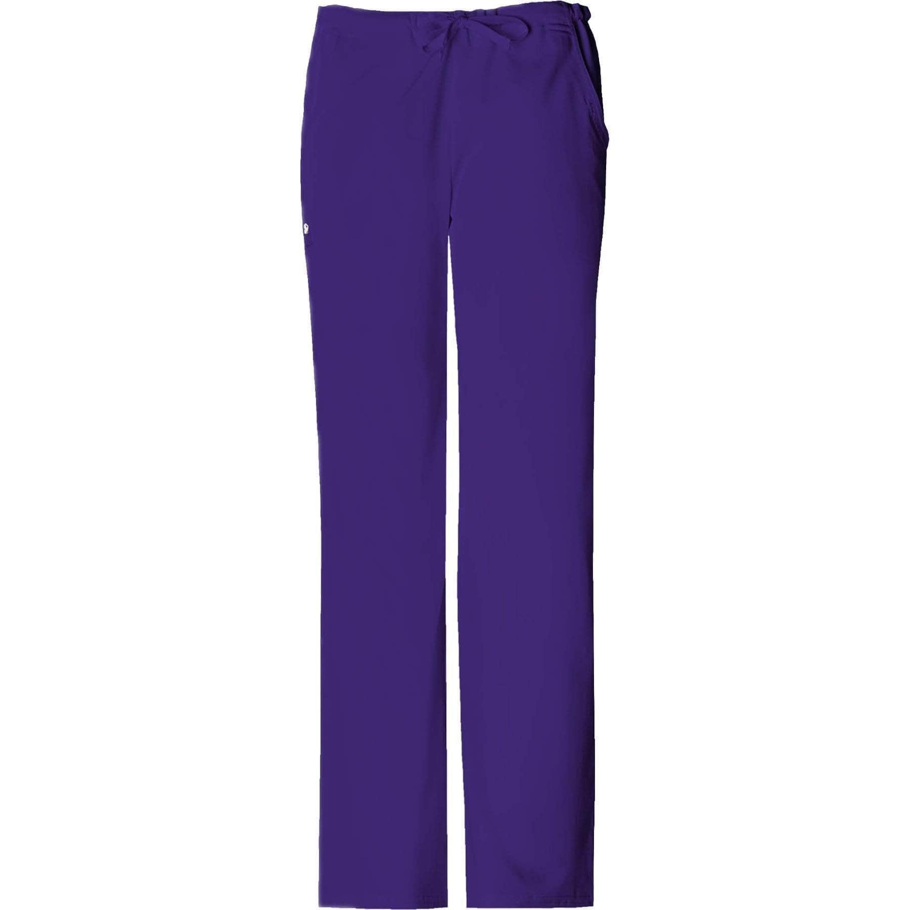 Cherokee Scrubs Pants Cherokee Luxe 1066 Scrubs Pants Women's Low Rise Straight Leg Drawstring Nu-Grape