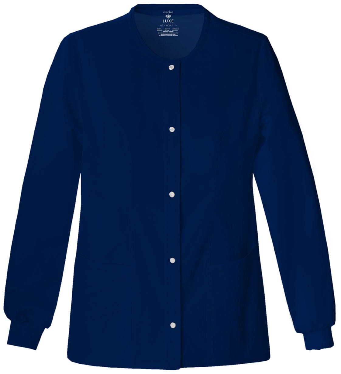 Cherokee Scrub Jacket 2XL Cherokee Luxe 1330 Snap Front Jacket in Navy