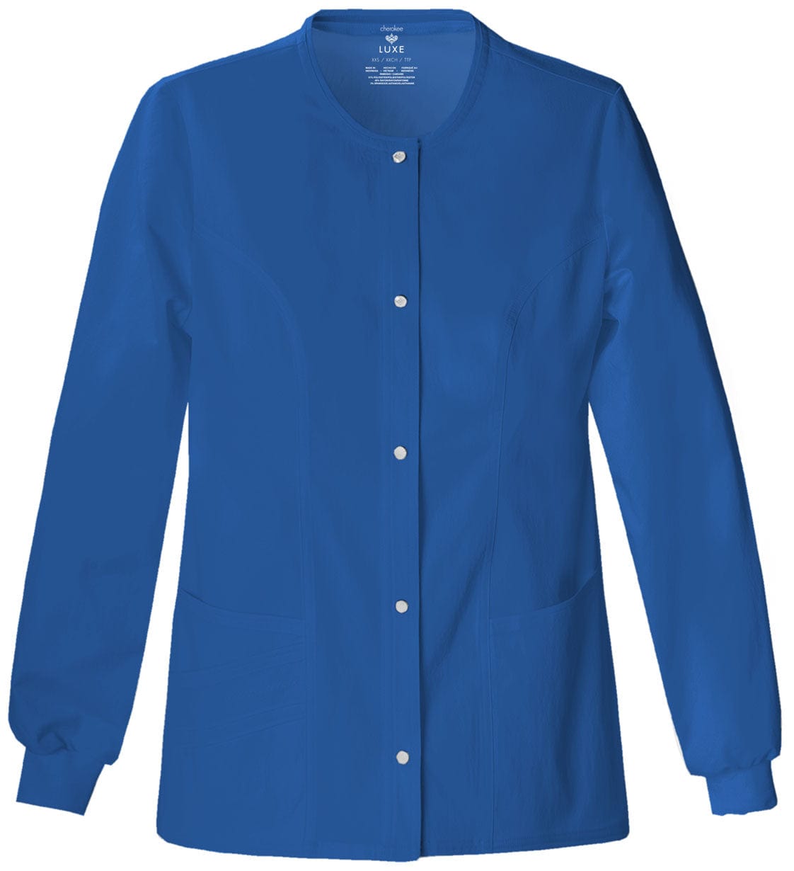 Cherokee Scrub Jacket M Cherokee Luxe 1330 Snap Front Jacket in Royal